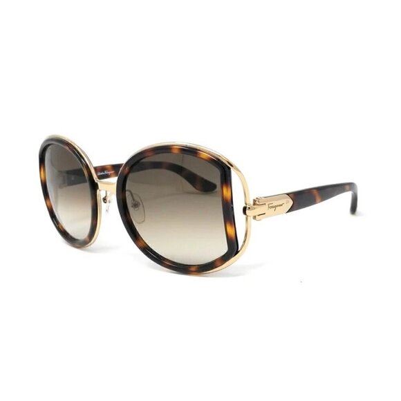 NIB Salvatore Ferragamo Oversize Tortoise Brown Side Cut Out 52mm Sunglasses main image 16